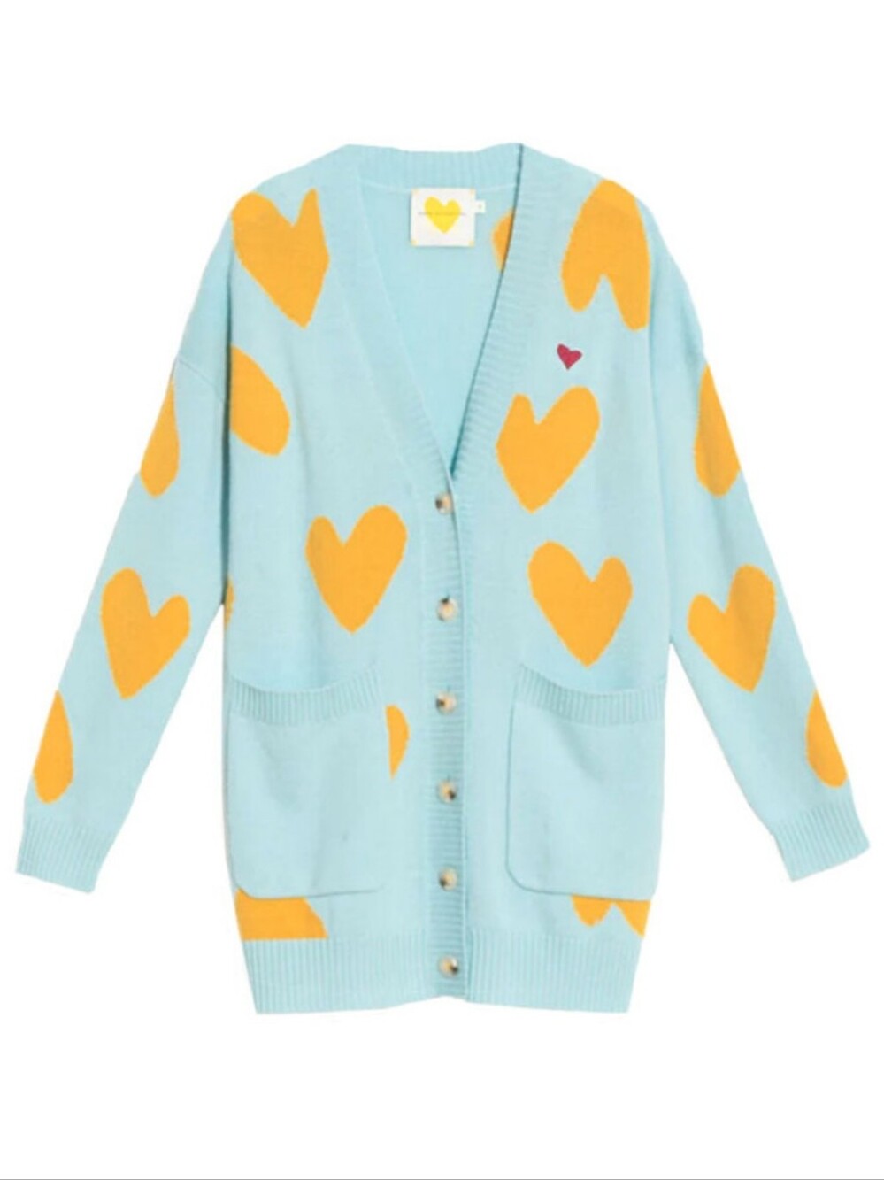 Kerri Rosenthal Cashmere Poppy Imperfect Heart Cardigan Longline Oversized